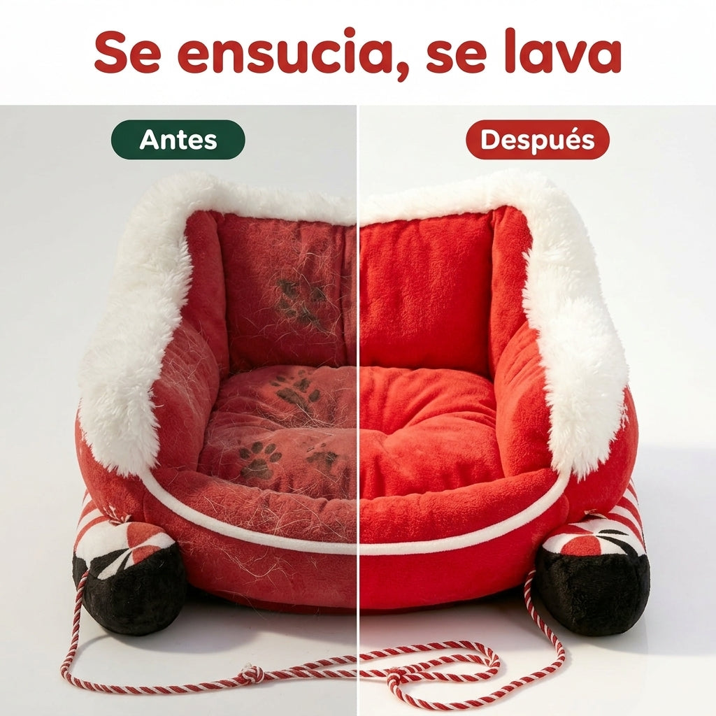 Antes y después de lavar la funda de la cama trineo